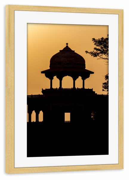 Poster mit Rahmen kiefer "Sonnenuntergang am Taj Mahal" artboxONE - Architektur,Reise / Asien