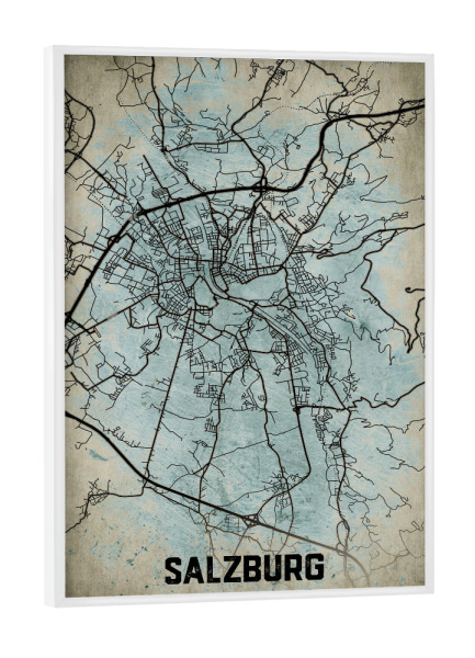 Poster mit weißem Rahmen "Salzburg Retro Map" artboxONE - Städte / Weitere,Kartografie