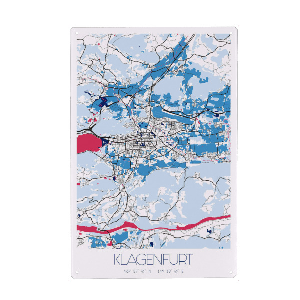 Holzbild "Stadt Klagenfurt" artboxONE - Städte / Weitere,Kartografie