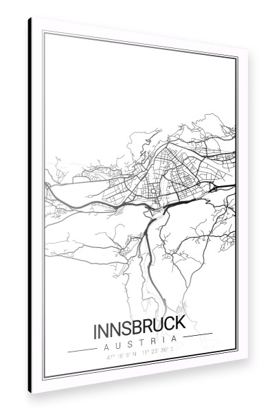 Alu-Dibond "Citymap Innsbruck" 30x20 cm artboxONE