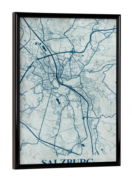 Poster mit schwarzem Rahmen "Vintage City Salzburg" artboxONE - Städte / Weitere,Kartografie