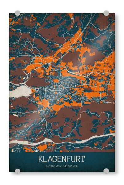 Acrylglasbild "Klagenfurt Vintage" artboxONE - Städte / Weitere,Kartografie