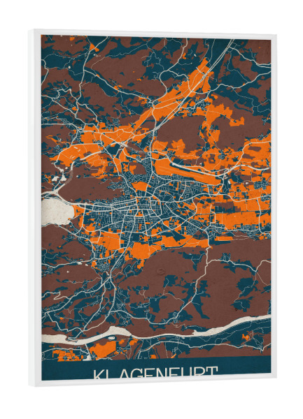 Poster mit weißem Rahmen "Klagenfurt Vintage" artboxONE - Städte / Weitere,Kartografie