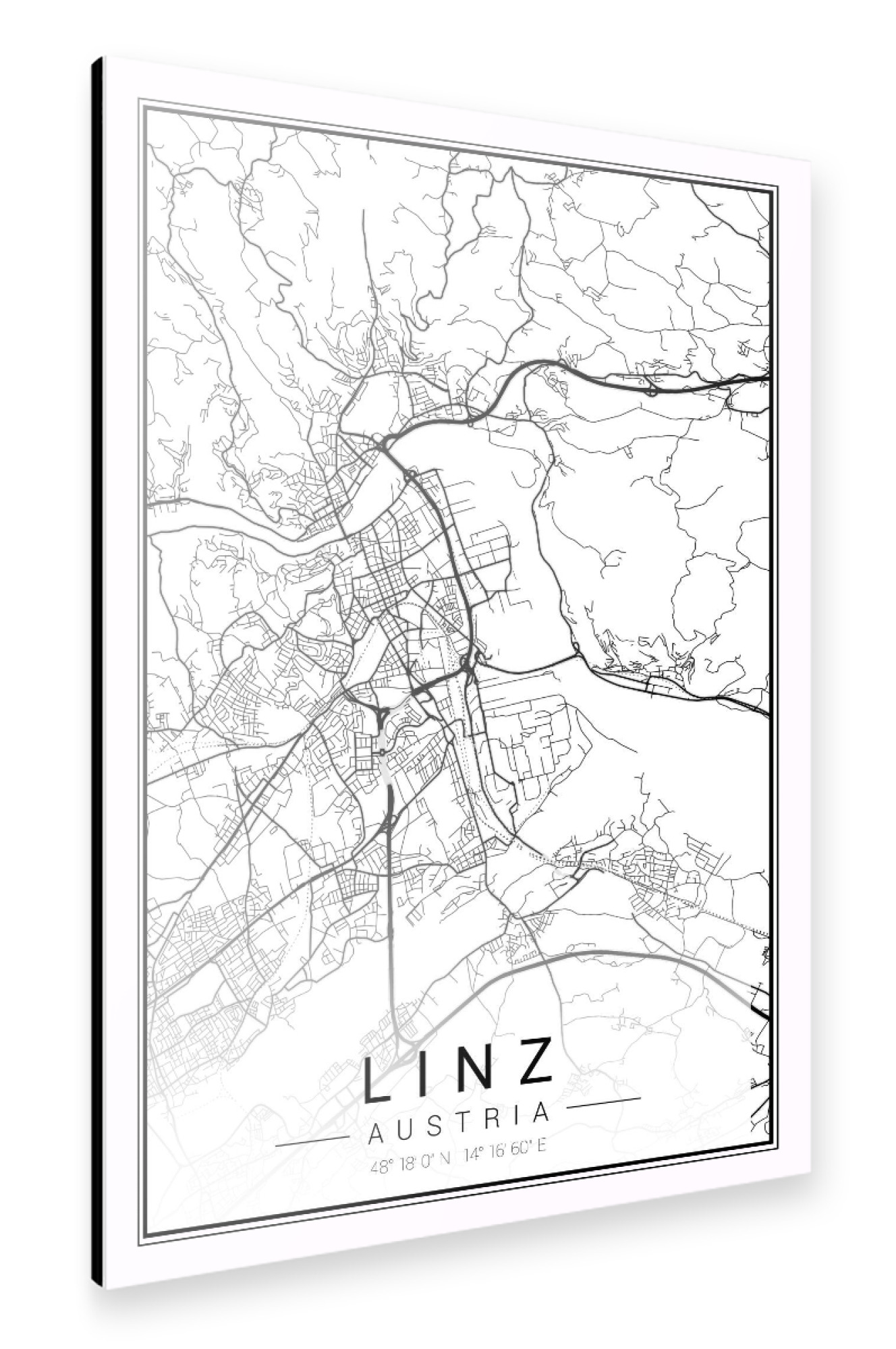 Alu-Dibond "Citymap Linz" 75x50 cm artboxONE