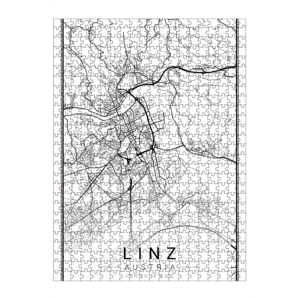 artboxONE Puzzle "Citymap Linz" artboxONE - Schwarzweiß,Städte / Weitere,Kartografie