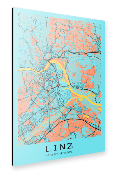 Alu-Dibond "Linz Stadtplan" 30x20 cm artboxONE