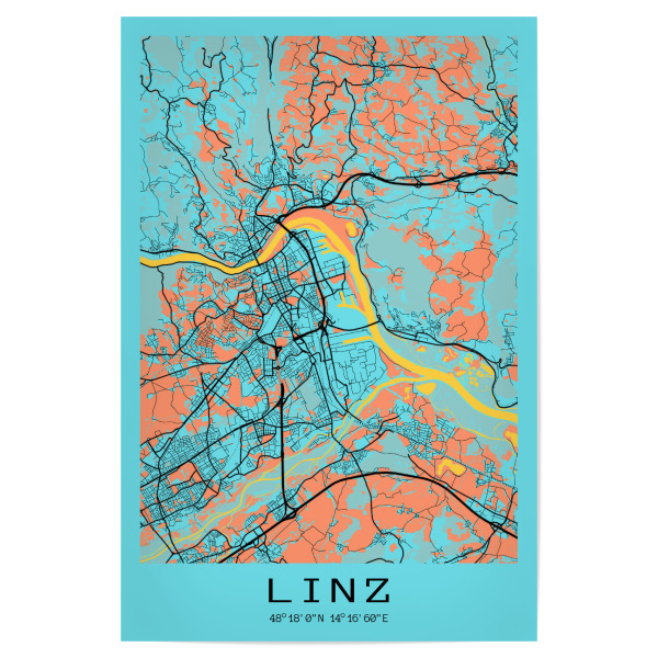 Poster 30x20 cm "Linz Stadtplan" artboxONE - Städte / Weitere,Kartografie