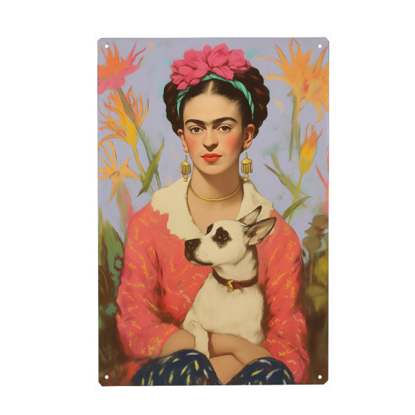 Holzbild "Frida Love Dog" artboxONE - Floral,Tiere,Menschen