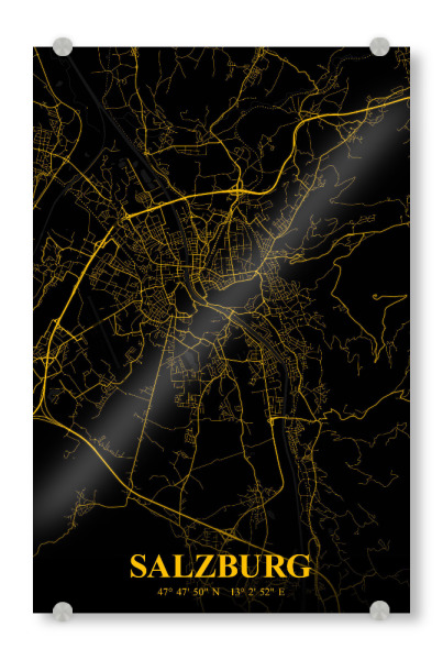 Acrylglasbild "Salzburg als Stadtplan" artboxONE - Städte / Weitere,Kartografie