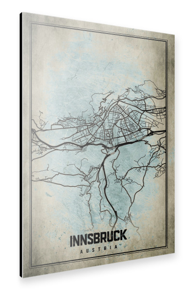 Alu-Dibond "Innsbruck Retro Map" 30x20 cm artboxONE
