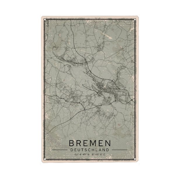 Metall Poster "Stadtplan Bremen Retro" artboxONE - Städte / Weitere,Kartografie