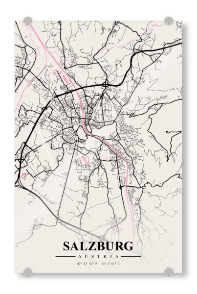 Acrylglasbild "City Salzburg" artboxONE - Städte / Weitere,Kartografie