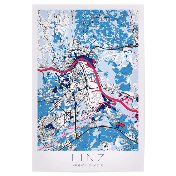 Poster "Stadt Linz" artboxONE - Städte / Weitere,Kartografie