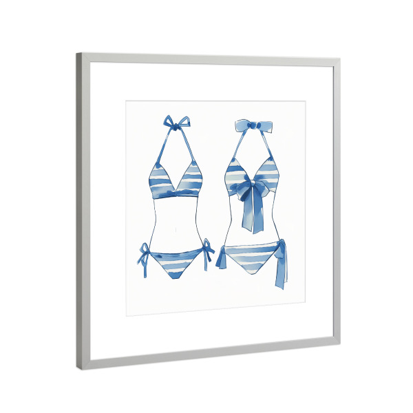 Poster mit Rahmen Silber "Streifen Bikini" artboxONE - Reise,Abstrakt,Reise / Strand und Meer