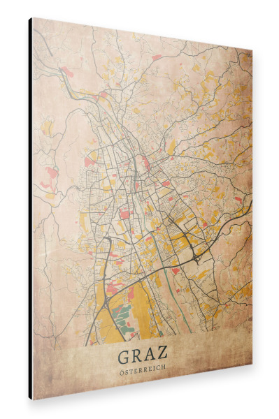 Alu-Dibond "Retro Graz City" 30x20 cm artboxONE
