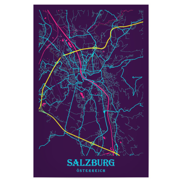 Poster 30x20 cm "Map Salzburg" artboxONE - Städte / Weitere,Kartografie