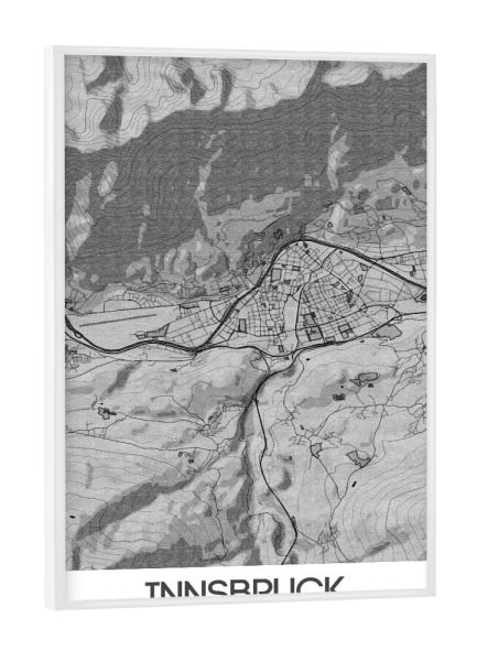 Poster mit weißem Rahmen "Innsbruck Bleistift Map" artboxONE - Städte / Weitere,Kartografie