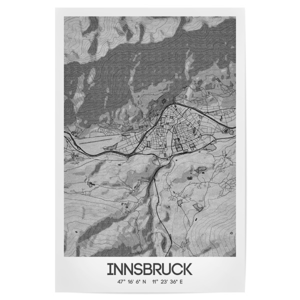 Poster 30x20 cm "Innsbruck Bleistift Map" artboxONE - Städte / Weitere,Kartografie