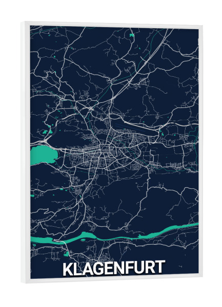 Poster mit weißem Rahmen "Klagenfurt Map" artboxONE - Städte / Weitere,Kartografie