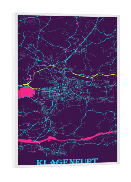 Poster mit weißem Rahmen "Map Klagenfurt" artboxONE - Städte / Weitere,Kartografie