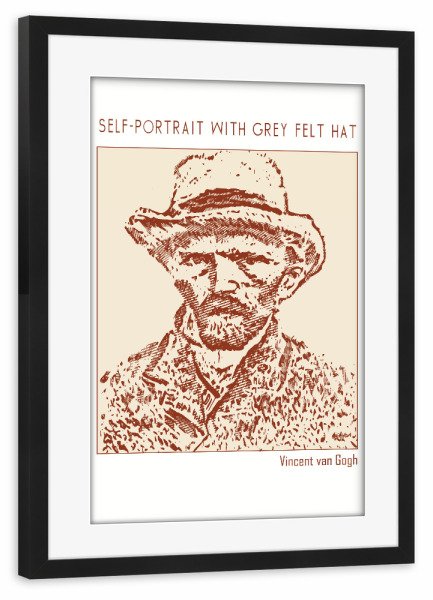 Poster mit Rahmen schwarz "Self-Portrait Vincent (Line Art)" artboxONE - Abstrakt,Menschen,Männer