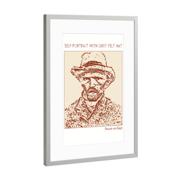 Poster mit Rahmen Silber "Self-Portrait Vincent (Line Art)" artboxONE - Abstrakt,Menschen,Männer