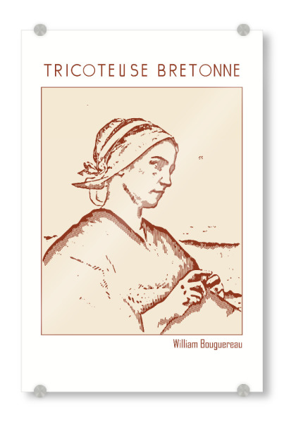 Acrylglasbild "Tricoteuse Bretonne (Line Art)" artboxONE - Abstrakt,Menschen - Gliederung,Minimalistisch,Skizze,Monochromatisch,Illustration,Bleistift