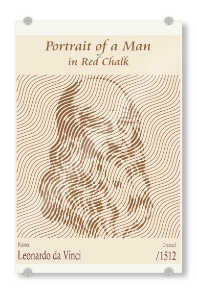 Acrylglasbild "Self portrait (1512)" artboxONE - Abstrakt,Menschen,Männer - Outline,Minimalist,Sketch,Monochromatic,Illustration,Hypnotize,Vintage