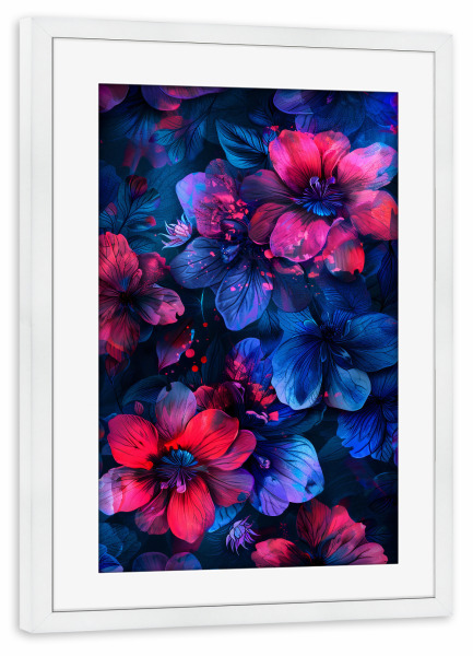 Poster mit Rahmen weiß "Blumen Marinerot A (matart)" artboxONE - Natur - Blumen,Natur,Modern,Kunst,Floral