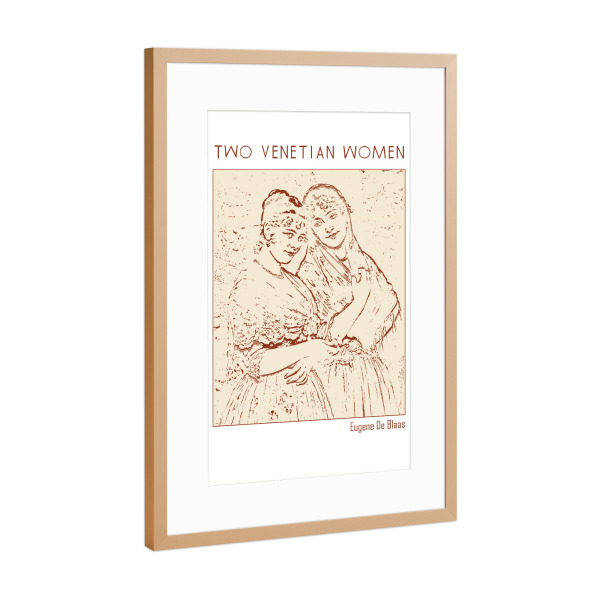 Poster mit Rahmen Kupfer "Two Venetian Women (Line Art)" artboxONE - Abstrakt,Menschen - Outline,Minimalist,Sketch,Monochromatic,Illustration,Pencil