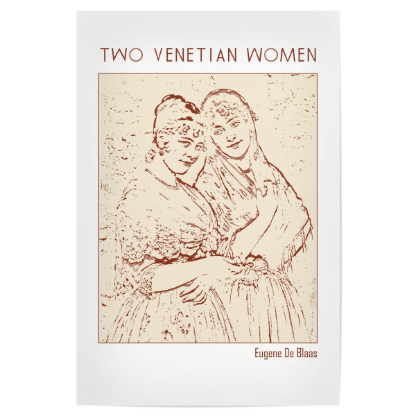 Poster "Two Venetian Women (Line Art)" artboxONE - Abstrakt,Menschen - Outline,Minimalist,Sketch,Monochromatic,Illustration,Pencil