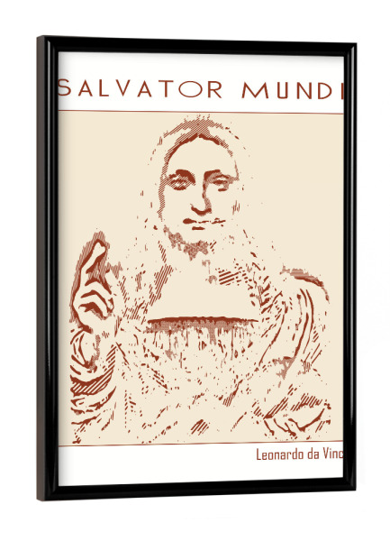 Poster mit schwarzem Rahmen "Salvator Mundi (Strichzeichnungen)" artboxONE - Abstrakt,Menschen