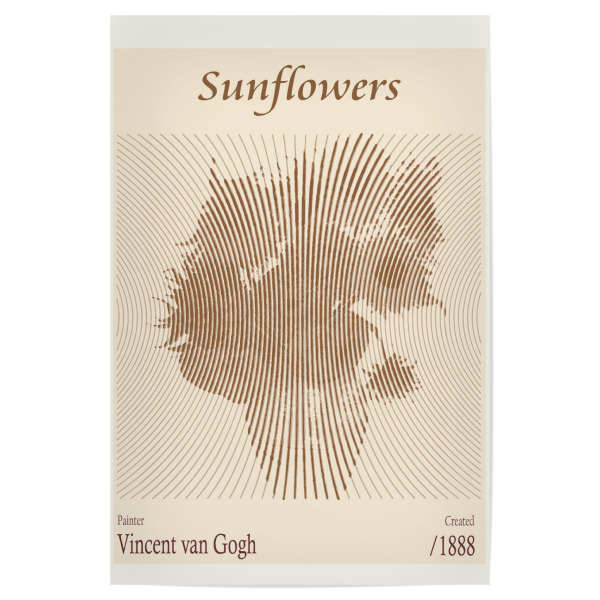 Poster "Sonnenblumen (1888)" artboxONE - Floral,Abstrakt - Gliederung,Minimalistisch,Skizzieren,Monochromatisch,Illustration,Hypnotisieren,Jahrgang