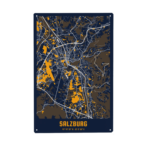 Holzbild "Salzburg City" artboxONE - Städte / Weitere,Kartografie