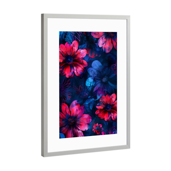 Poster mit Rahmen Silber "Blumen Marinerot B (matart)" artboxONE - Natur,Floral - Blumen,Natur,Modern,Kunst