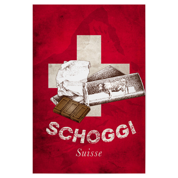 Poster 30x20 cm "Swiss Schoggi" artboxONE - Typografie,Reise,Essen & Trinken,Reise / Länder,Städte / Zürich