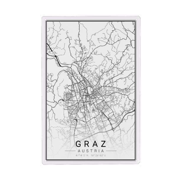 Metall Poster "Citymap Graz" artboxONE - Schwarzweiß,Städte / Weitere,Kartografie