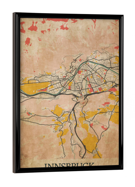 Poster mit schwarzem Rahmen "Innsbruck Retro City" artboxONE - Städte / Weitere,Kartografie