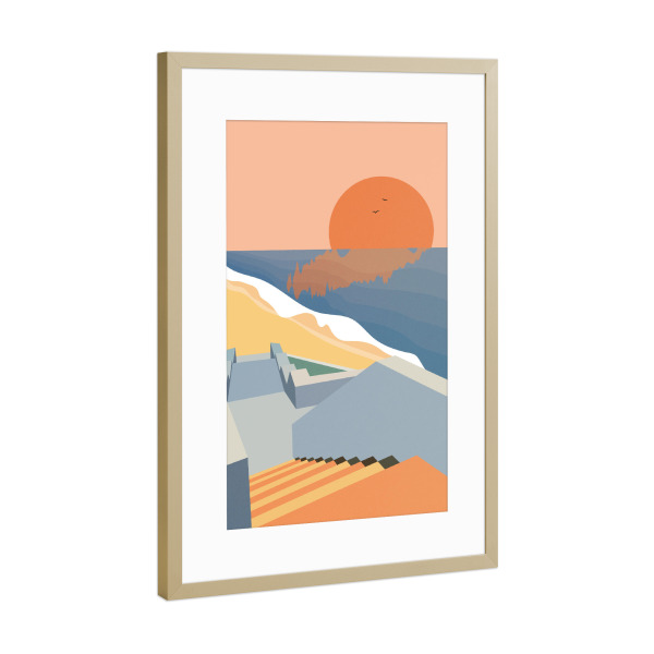 Poster mit Rahmen Gold "Treppen am Meer - Kroatien" artboxONE - Reise / Strand und Meer,Reise / Länder
