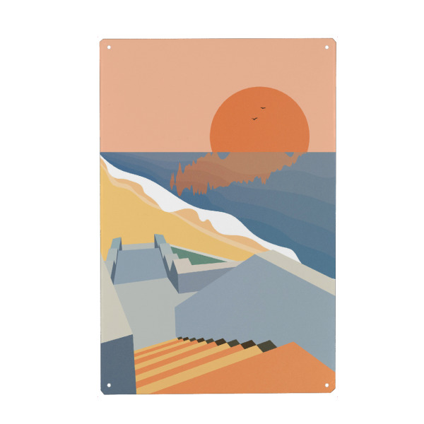 Metall Poster "Treppen am Meer - Kroatien" artboxONE - Reise / Strand und Meer,Reise / Länder