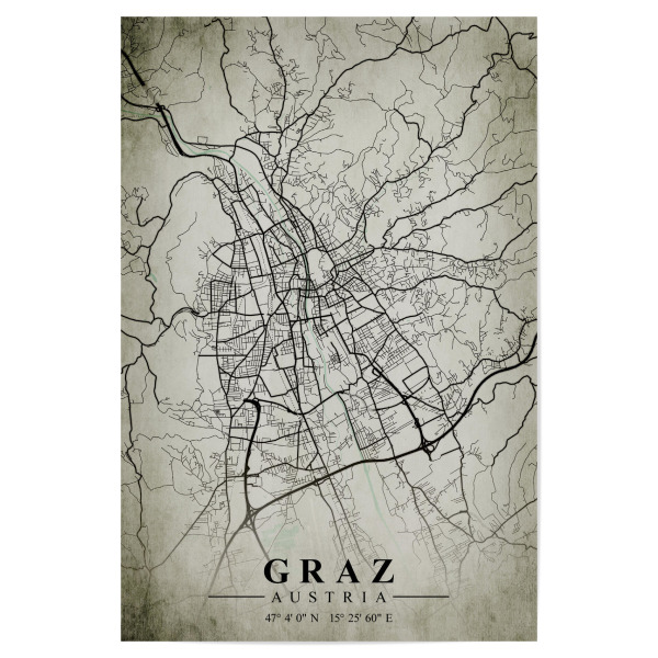 Poster "Graz Vintage CityMap" artboxONE - Städte / Weitere,Kartografie