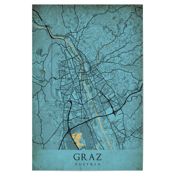 Poster 30x20 cm "Vintage Graz City" artboxONE - Städte / Weitere,Kartografie