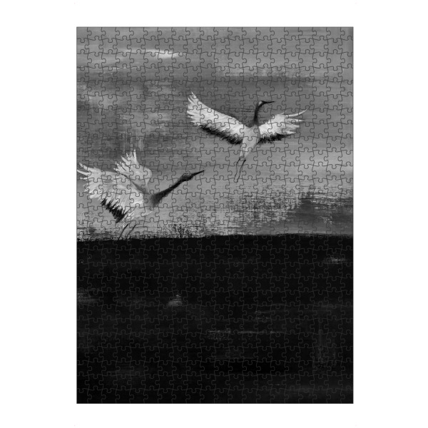 artboxONE Puzzle "Der Kranich" artboxONE - Tiere,Abstrakt - Tiere,Kranich,Kraniche,Schwarzweiß,Grau,Schwarz,Weiss,Modern,Abstrakt,Acrylmalerei