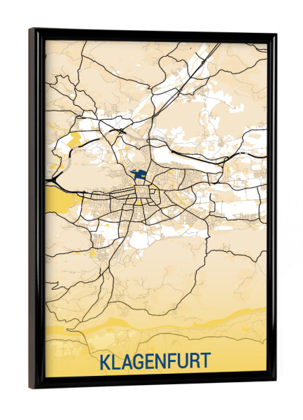 Poster mit schwarzem Rahmen "City von Klagenfurt" artboxONE - Städte / Weitere,Kartografie