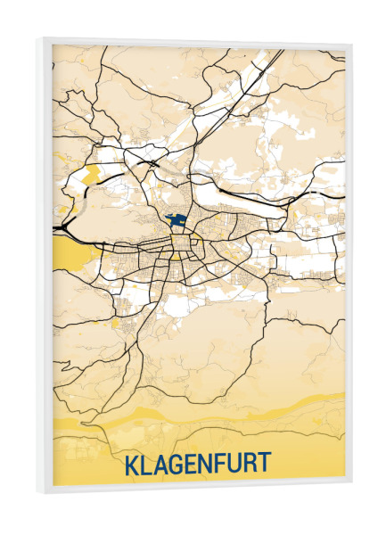 Poster mit weißem Rahmen "City von Klagenfurt" artboxONE - Städte / Weitere,Kartografie