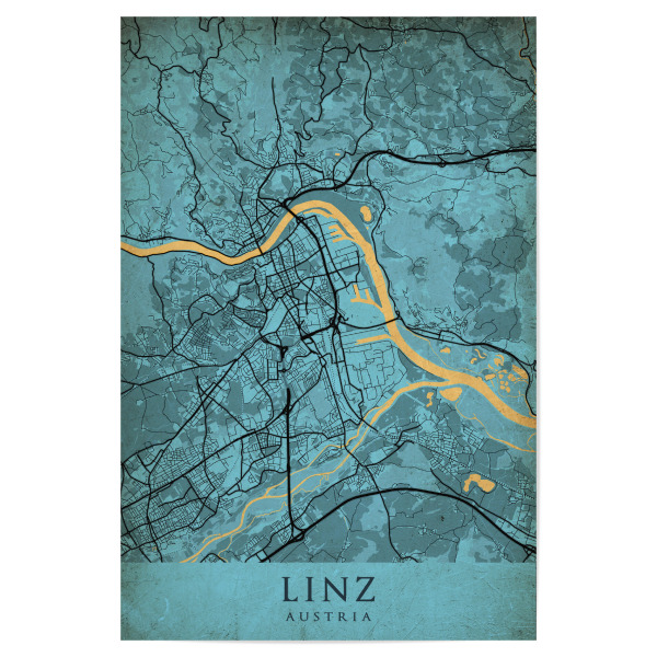 Poster 30x20 cm "Retro City Linz" artboxONE - Städte / Weitere,Kartografie