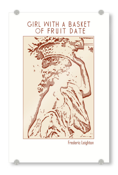 Acrylglasbild "Mädchen mit Korb" artboxONE - Abstrakt,Menschen - Gliederung,Minimalistisch,Skizze,Monochromatisch,Illustration,Bleistift