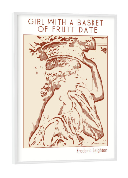 Poster mit weißem Rahmen "Mädchen mit Korb" artboxONE - Abstrakt,Menschen - Gliederung,Minimalistisch,Skizze,Monochromatisch,Illustration,Bleistift