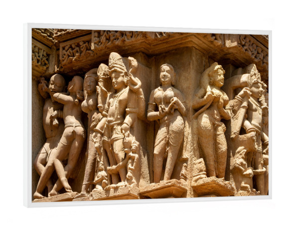 Poster mit weißem Rahmen "Tempel Reliefs von Khajuraho" artboxONE - Architektur,Reise / Asien