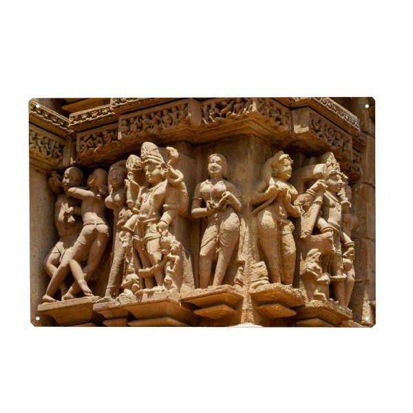 Holzbild "Tempel Reliefs von Khajuraho" artboxONE - Architektur,Reise / Asien